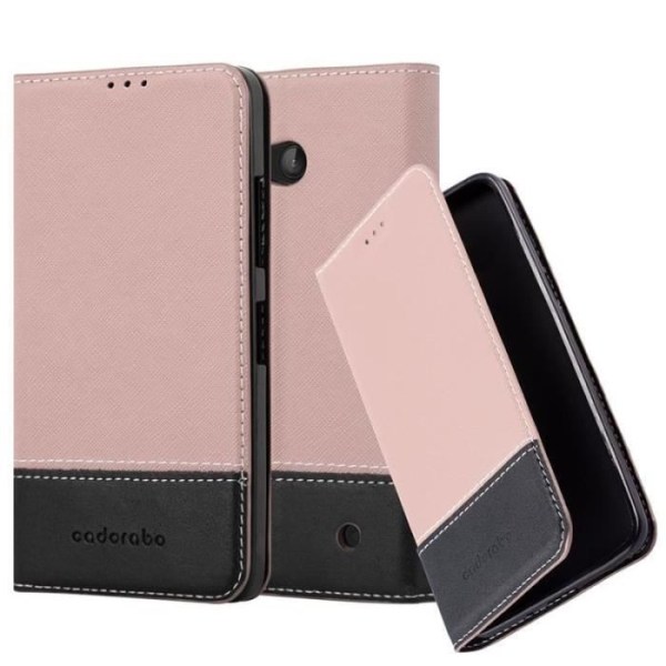 Nokia Lumia 640 Fodral i SVART ROSA från Cadorabo (Design COMBI LEATHERETTE-SIMILIDAIM) Fullt skyddsfodral med Flip Flip