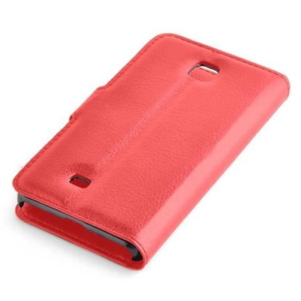 Cadorabo Fodral LG OPTIMUS F5 RÖD Fodral Fodral Fullt skydd Imiterat läder Magnetstöd Stativkortplats