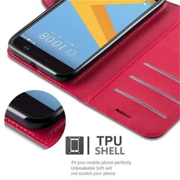 Cadorabo Fodral HTC 10 RED Fodral Fodral Fullt skydd Magnetlås (stöder stativ och kortplats) RÖD