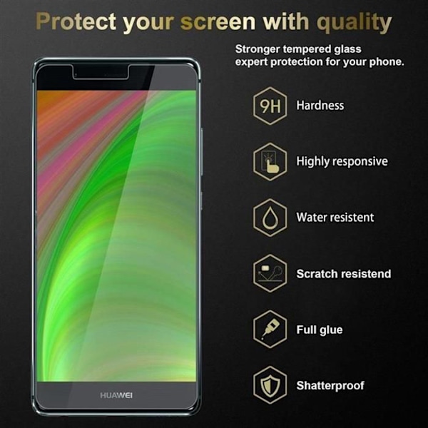 3x Härdat glas för Huawei P9, skyddsfilm i hög transparens Vit