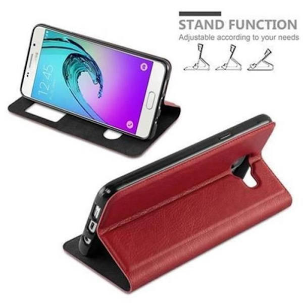 Cadorabo Fodral Samsung Galaxy A5 2016 (6) SAFRAN VIEW RED Fodral Magnetiskt skydd Stöder stativ och fönster