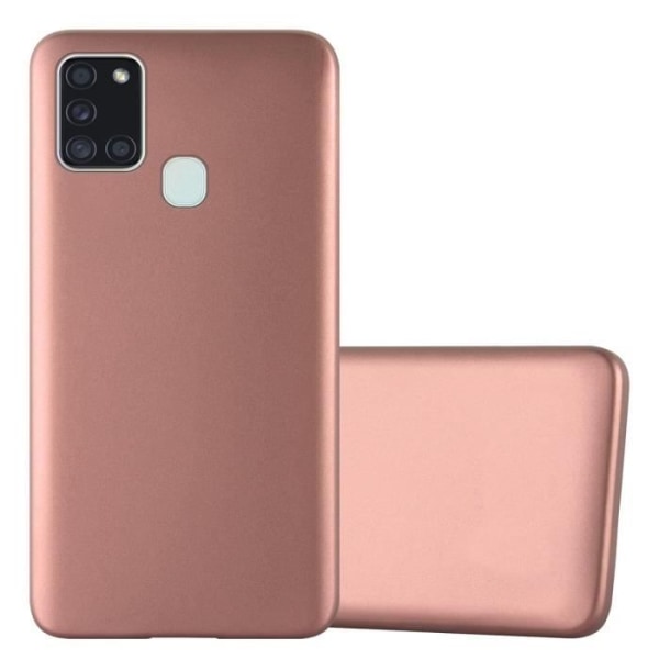 Fodral till Samsung Galaxy A21s skal i METALLIC ROSE GOLD Fodral Skydd Silikon TPU Matt skal