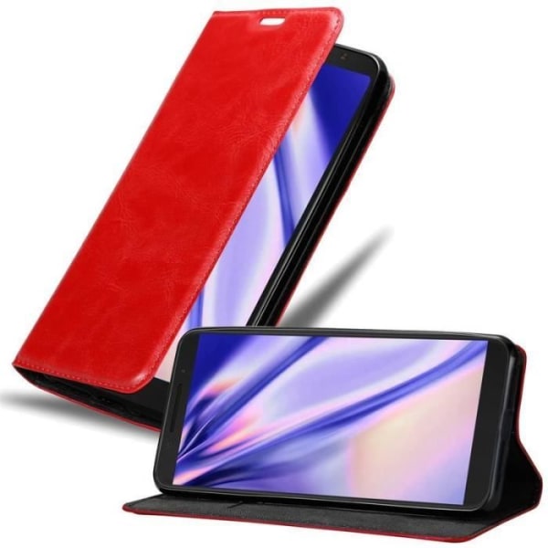 Coque - CADORABO - Alcatel 3L 2019 - Syntetiskt läder - Magnetisk stängning - Ställningsfunktion Röd