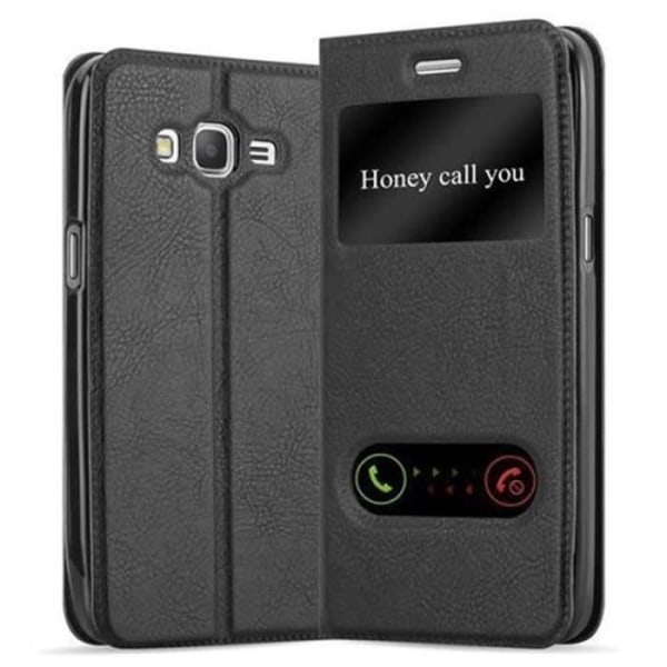 Samsung Galaxy GRAND PRIME i COMET BLACK av Cadorabo (Design VIEW) Helt skyddsfodral med flip flik, stativ