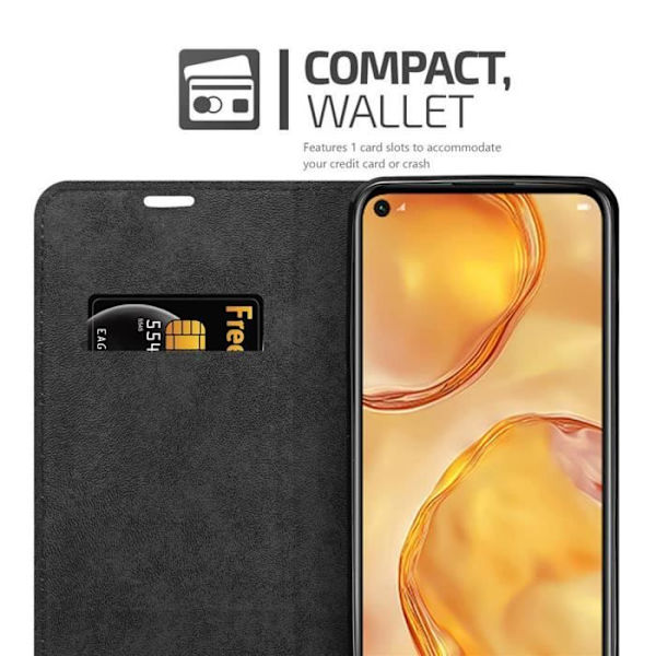 Coque - CADORABO - NOVA 6 SE / P40 LITE / NOVA 7i - Mörkbrun - Magnetisk stängning - Ställfunktion kaffe brunt