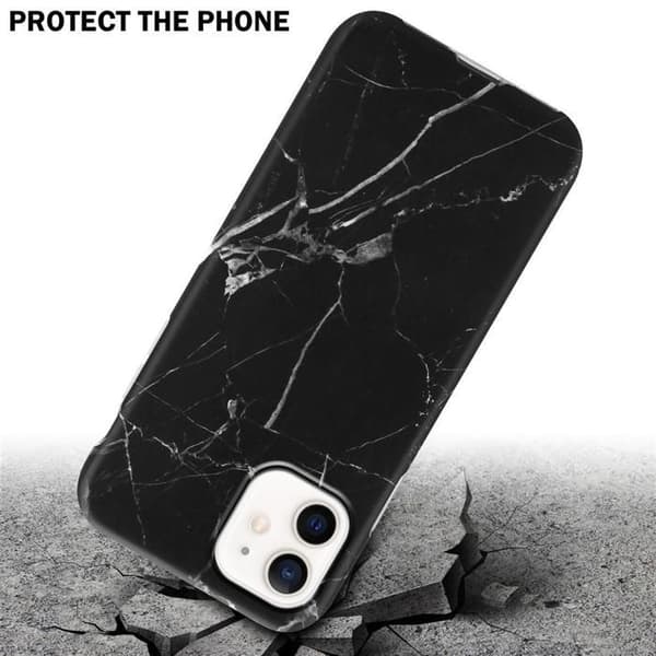 Skal för iPhone 12 PRO MAX i Svart Vit Marmor No. 22 Skyddsetui Svart