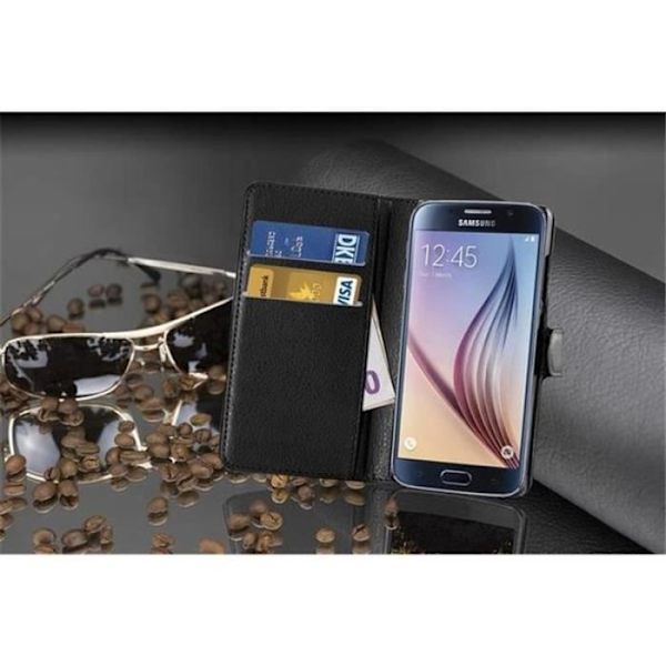 Samsung Galaxy S6 Fodral i JET BLACK från Cadorabo Full Skyddsfodral med Flip Flip och praktiskt horisontellt stativ i