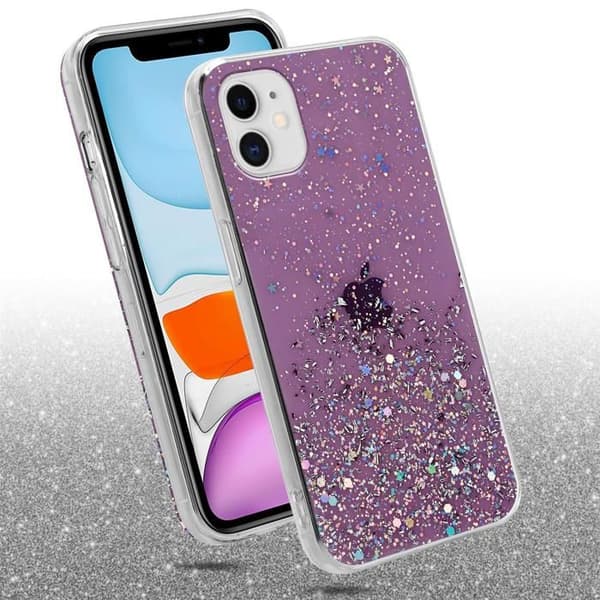 iPhone 11 PRO MAX Skal Lila med Glitter Skydd Glittrande Design Violett