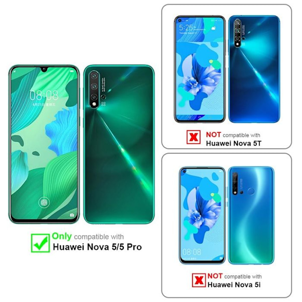 3x Hel transparent skydd för Huawei NOVA 5 / 5 PRO med hårt härdat glas Svart