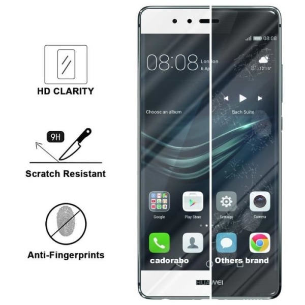 Cadorabo Tempered Glass Huawei P9 Full Film Screen Protection Glas Display Protectors TRANSPARENT med VIT