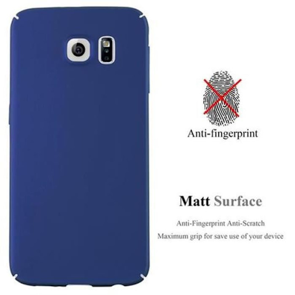 Cadorabo Samsung Galaxy S6 Fodral BLÅ METALL DESIGN MATTE METALL Hårt plastfodral Skydd Hårt fodral Skal Ultra Slim Bumper