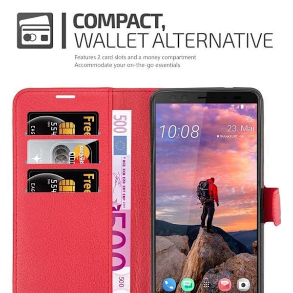 Skyddsomslag för HTC U12 PLUS Fodral i KIRSEBÄR RÖD Etui Case Cover Skydd med magnetisk stängning Plånbok Röd