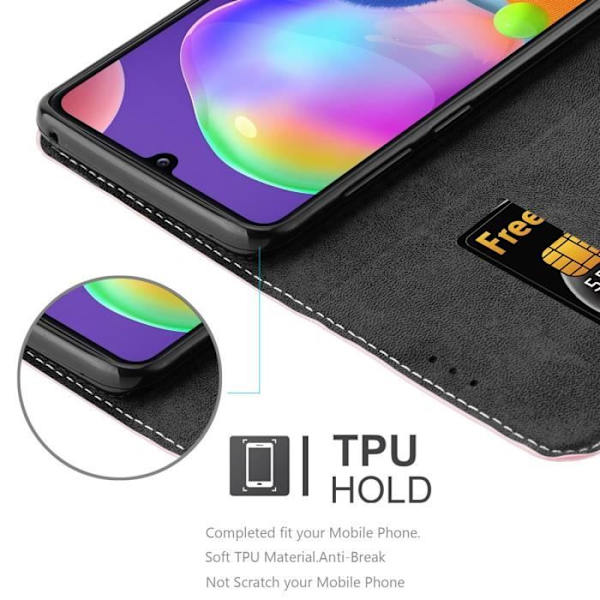 Coque Samsung Galaxy A31 - CADORABO - Hållare ROSA SVART - Simili-läder - Magnetisk stängning - Ställfunktion SV: SVART ROSA