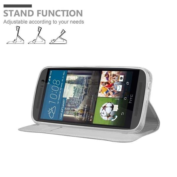 Flip-fodral för HTC ONE M9 Etui i KLASSISK SILVER Plånbok Stötsäker Grå