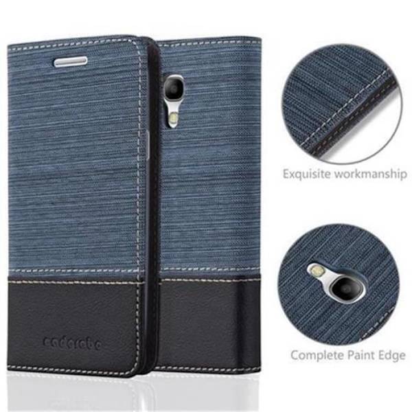 Coque - Cadorabo - Samsung Galaxy S4 MINI - Similicuir - Tyg - Fullständigt skydd MÖRKBLÅ SVART