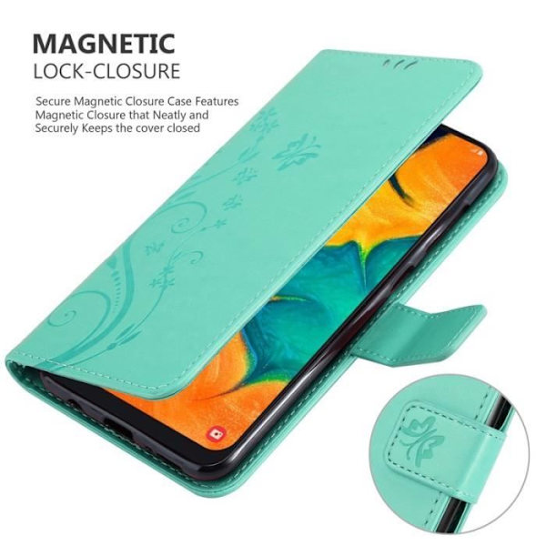 Cadorabo Fodral för Samsung Galaxy A20 / A30 i grönt - blommönster Grön