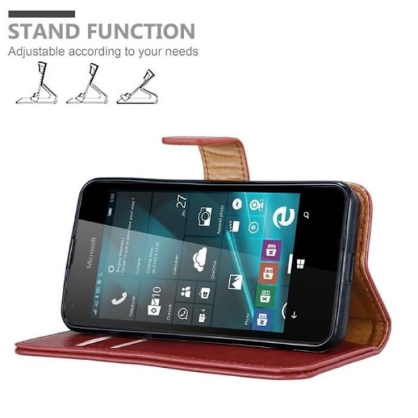 Fodral till Nokia Lumia 550 - CADORABO - Röd - Imiterat läder - Stativfunktion - Kortfack Röd