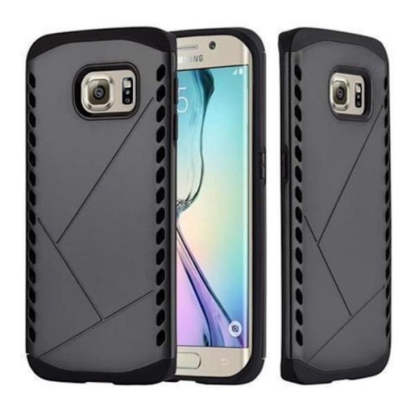 Cadorabo Fodral till Samsung Galaxy S6 EDGE, GUARDIAN GREY Design HYBRID TPU Gel Silicon Hard case