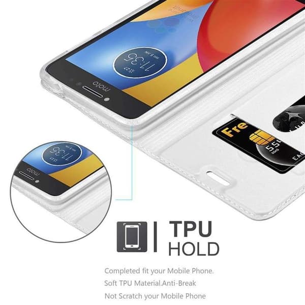 Flip-fodral för Motorola MOTO E4 i CLASSY SILVER Plånbok Stötsäker Grå