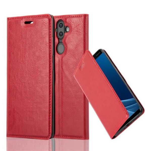 Nokia 9-fodral i APPLE RED från Cadorabo (INVISIBLE MAGNETIC CLOSURE Design) Fullt skyddsfodral med flipskydd