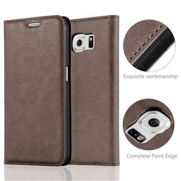 Cadorabo Samsung Galaxy S6-fodral KAFFEBRUNT, Osynlig magnetisk stängning Fodral-fodral stöder stativ och kortplats