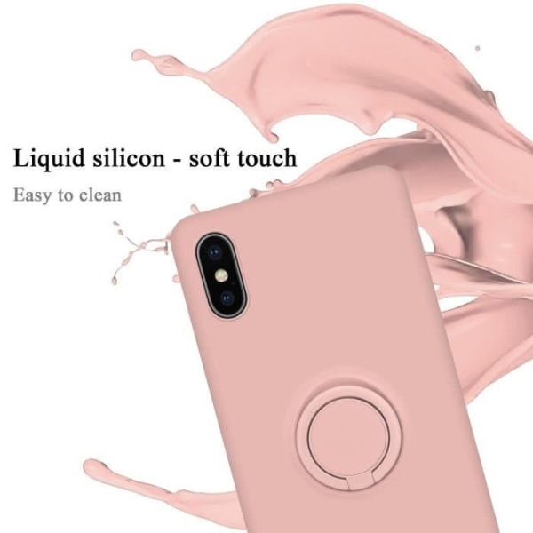 Fodral för Apple iPhone X / XS i LIQUID Rose Cadorabo Cover Skyddande Silikon TPU Flexibelt Ring Cover