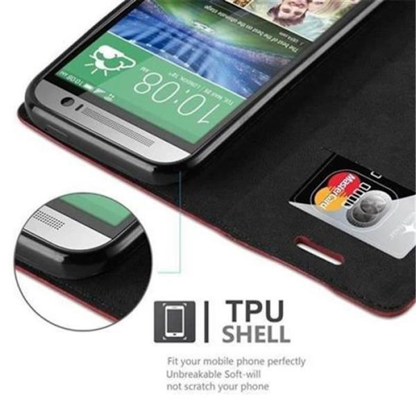 Cadorabo Fodral för HTC ONE M8 (2. Gen) APPLE RÖD Osynlig magnetisk STÄNGNING Fodral Fodral Stöder Stand Card Slot