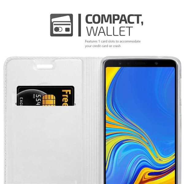 Flipfodral för Samsung Galaxy A7 2018 Klassisk Silver Plånbok Stötsäker Grå