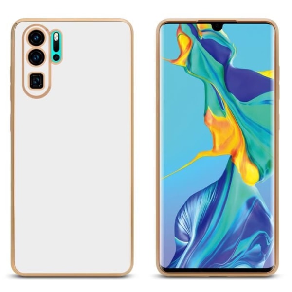 Fodral för Huawei P30 PRO Fodral i glansigt vitt - guld Fodralskydd Silikon TPU och kameraskydd