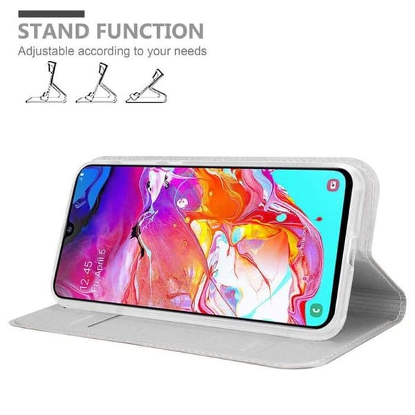 Flipfodral för Samsung Galaxy A70 / A70s Etui i KLASSISK SILVER Plånbok Stötsäker Grå
