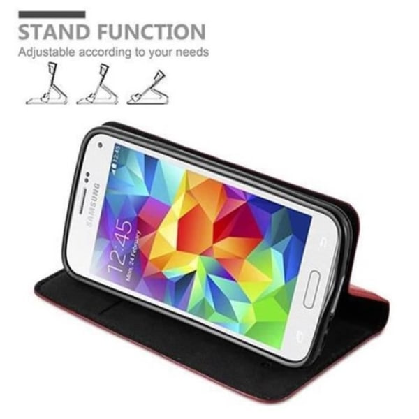 Cadorabo Fodral Samsung Galaxy S5 MINI/S5 MINI DUOS RÖD Osynlig magnetisk STÄNGNING Fodral Fodral Fodral stöder kortplats för stativ