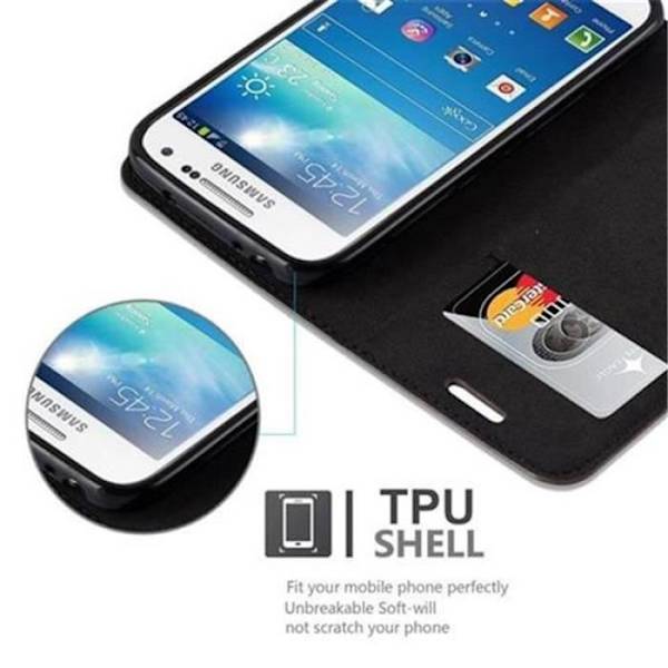 Cadorabo Samsung Galaxy S4 MINI Fodral KAFFEBRUNT Osynlig MAGNETISK STÄNGNING Fodral Fodral Stöder Stand Card Slot