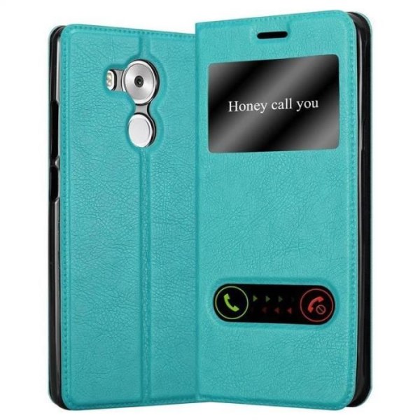 Cadorabo Fodral för Huawei MATE 8 i MINT TURKOS – Skyddsfodral med horisontellt stativ och två fönster – View Pocket Case