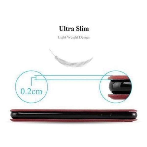 Cadorabo Huawei P9 LITE Fodral RED SAFRAN VIEW Magnetisk skyddsfodral Fodral stöder stativ och fönster