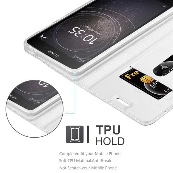 Flip-fodral för Sony Xperia L2 Etui i KLASSISK SILVER Plånbok Stötsäker Grå