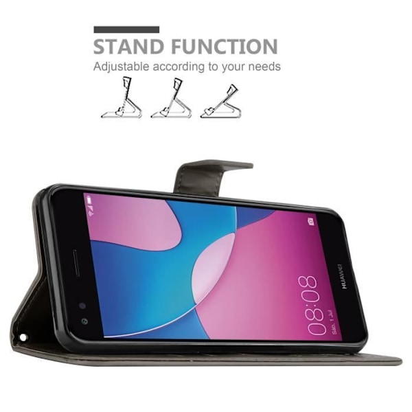 Coque för Huawei Y6 PRO 2017 - CADORABO - Blomsterskal - Syntetiskt läder - Ställfunktion - Heltäckande skydd Blommig grå