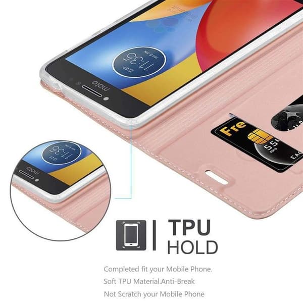 Flipfodral för Motorola MOTO E4 i CLASSY GULD ROSÉ Plånbok Stötsäker Ros