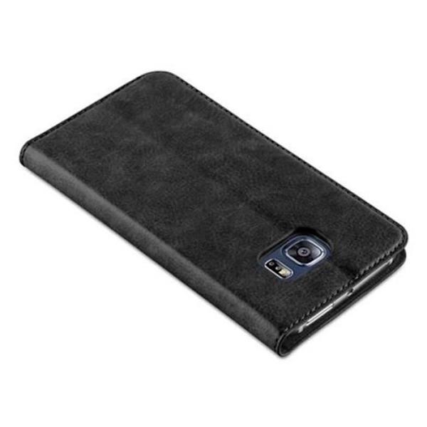 Samsung Galaxy S6 EDGE Fodral i NIGHT BLACK från Cadorabo (INVISIBLE MAGNETIC CLOSURE Design) Helt skyddsfodral med