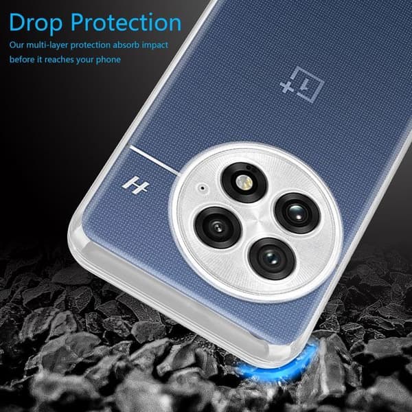 Transparent stötsäker silikonfodral för OnePlus 13 Vit
