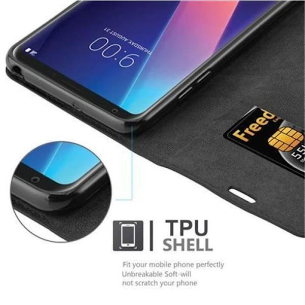 LG V30 Fodral i NIGHT BLACK från Cadorabo (INVISIBLE MAGNETIC CLOSURE Design) Fullt skyddsfodral med Flip Flap och