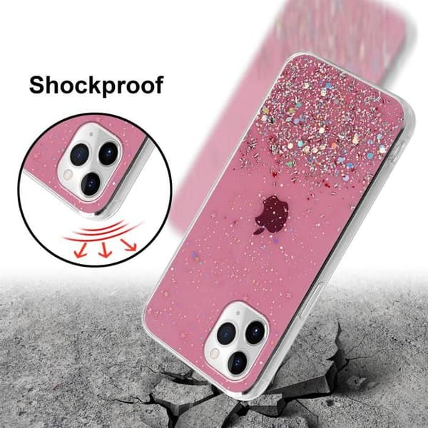 iPhone 11 Fodral Rosa med Glitter Skyddande Glittrande Design Ros