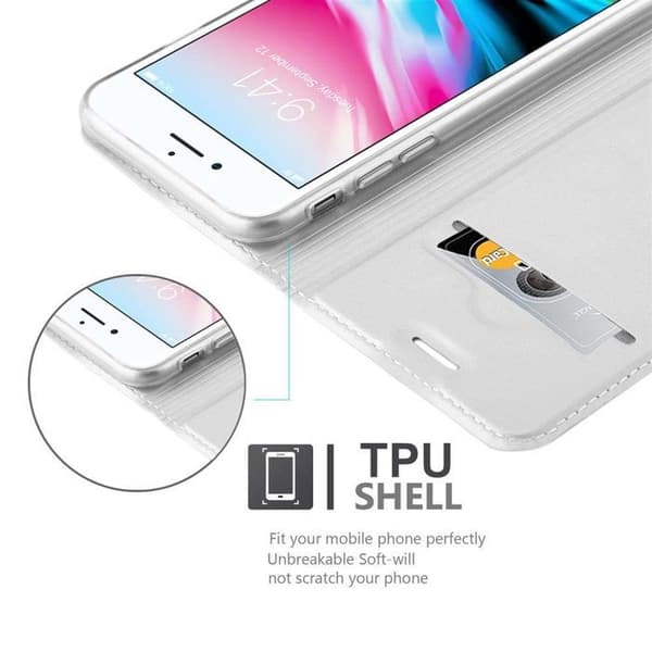 Flipfodral för iPhone 7 / 7S / 8 / SE 2020 Klassisk Silver Plånbok Stötsäker Grå