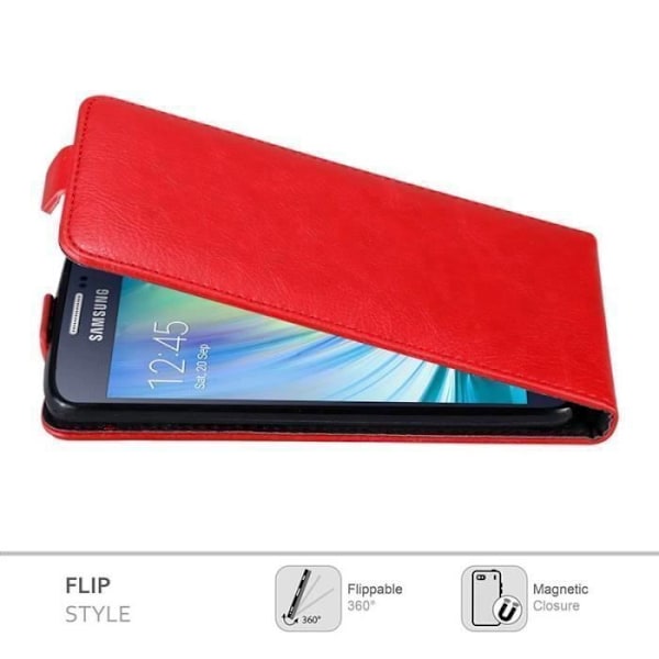 Coque - CADORABO - Samsung Galaxy A3 2015 - Röd konstläder - Magnetstängning - Fullständigt skydd Röd
