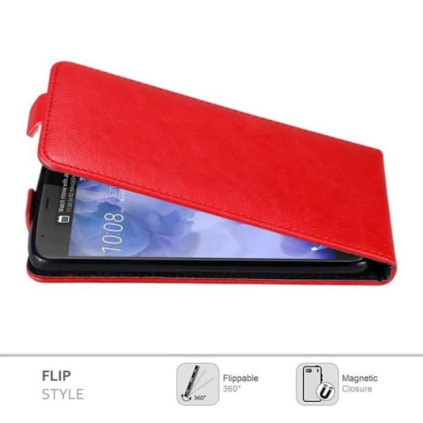 Coque - CADORABO - HTC U ULTRA - Syntetiskt läder Röd - Flip-fodral - Fullständigt skydd Röd