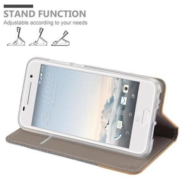 HTC ONE A9 FODRAL I LJUSGRÅ BRUN BY CADORABO (TYG-PU DESIGN) FULLSTÄNDIG SKYDDSFODRAL MED KLAPP OCH