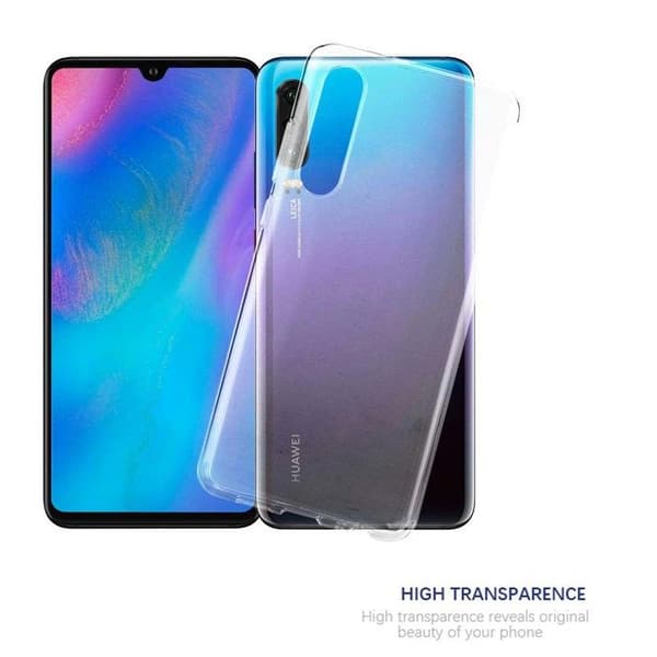 Transparent stötsäker silikonfodral för Huawei P30 Vit