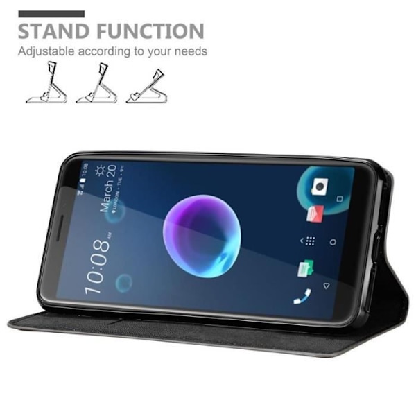 Coque - CADORABO - HTC Desire 12 - Syntetiskt läder - Magnetstängning - Ställfunktion kastanj