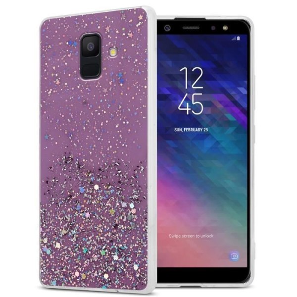Fodral för Samsung Galaxy A6 2018 Fodral i lila med glitterfodral Skyddande silikon TPU Glitter paljetter