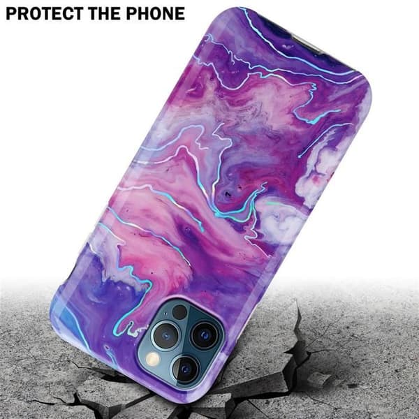Skal för iPhone 12 PRO MAX i Lila Rosa Marmor Nr. 19 Skyddsetui Violett