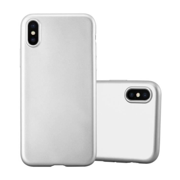 Cadorabo Fodral fungerar med Apple iPhone X - XS i METALLISKT SILVER - Stötsäkert och reptåligt TPU silikonskydd - Ultratunt